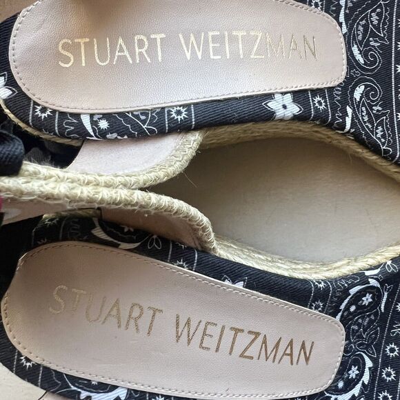 Stuart Weitzman Illeana Black Paisley Bandana Print Espadrille Sandal Women 8.5 - Picture 16 of 16
